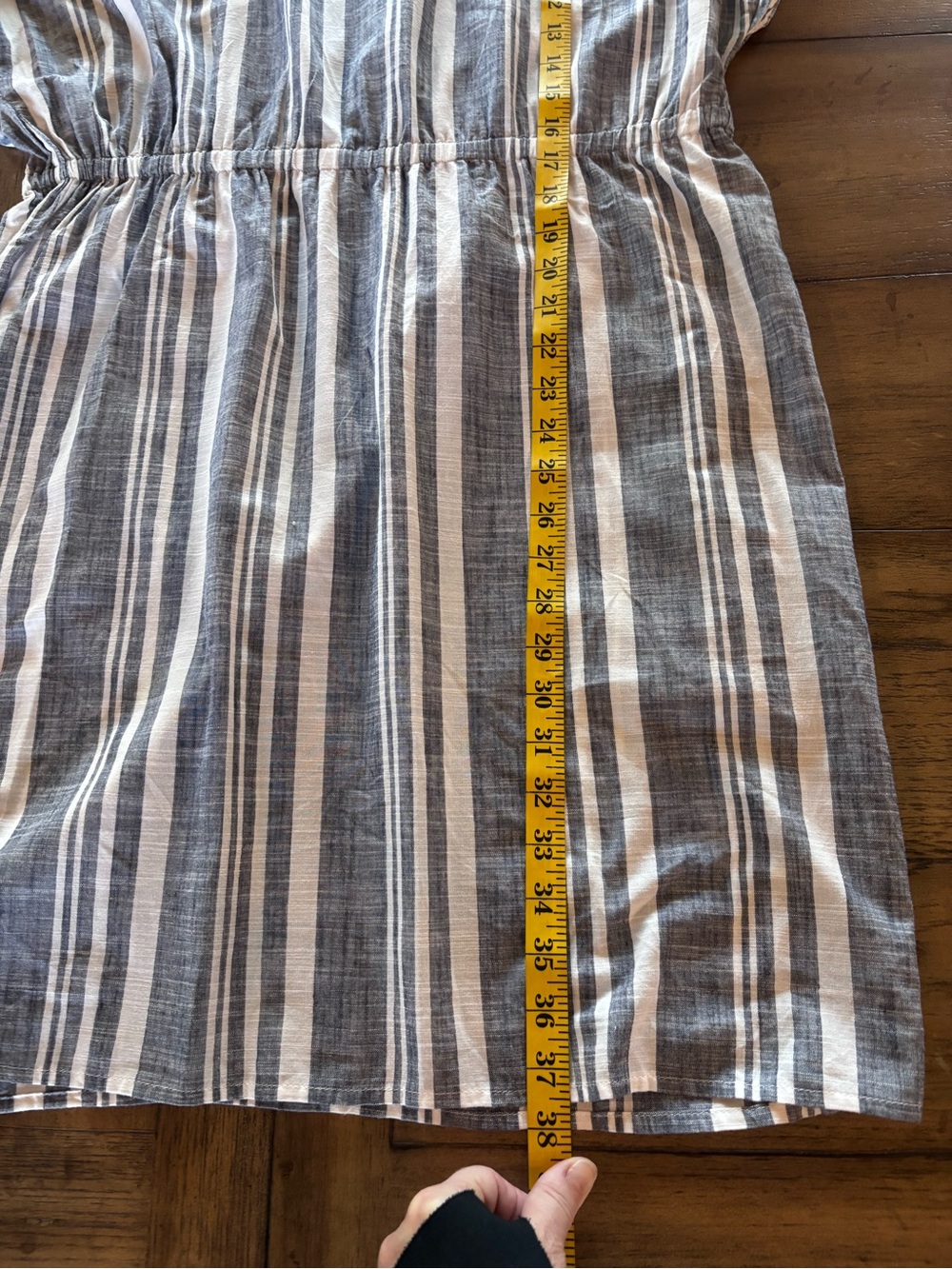 J Crew Factory Striped V-Neck PopOver Dress, XL, Casual Throw On, Day Dress - Picture 9 of 10